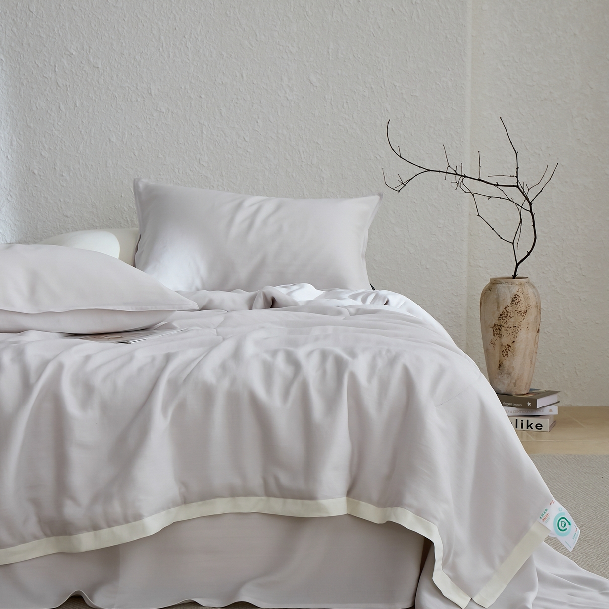 禧禾 2026新款60支兰精柔洗天丝冰蚕夏被夏凉被空调被-素禾 浅云灰