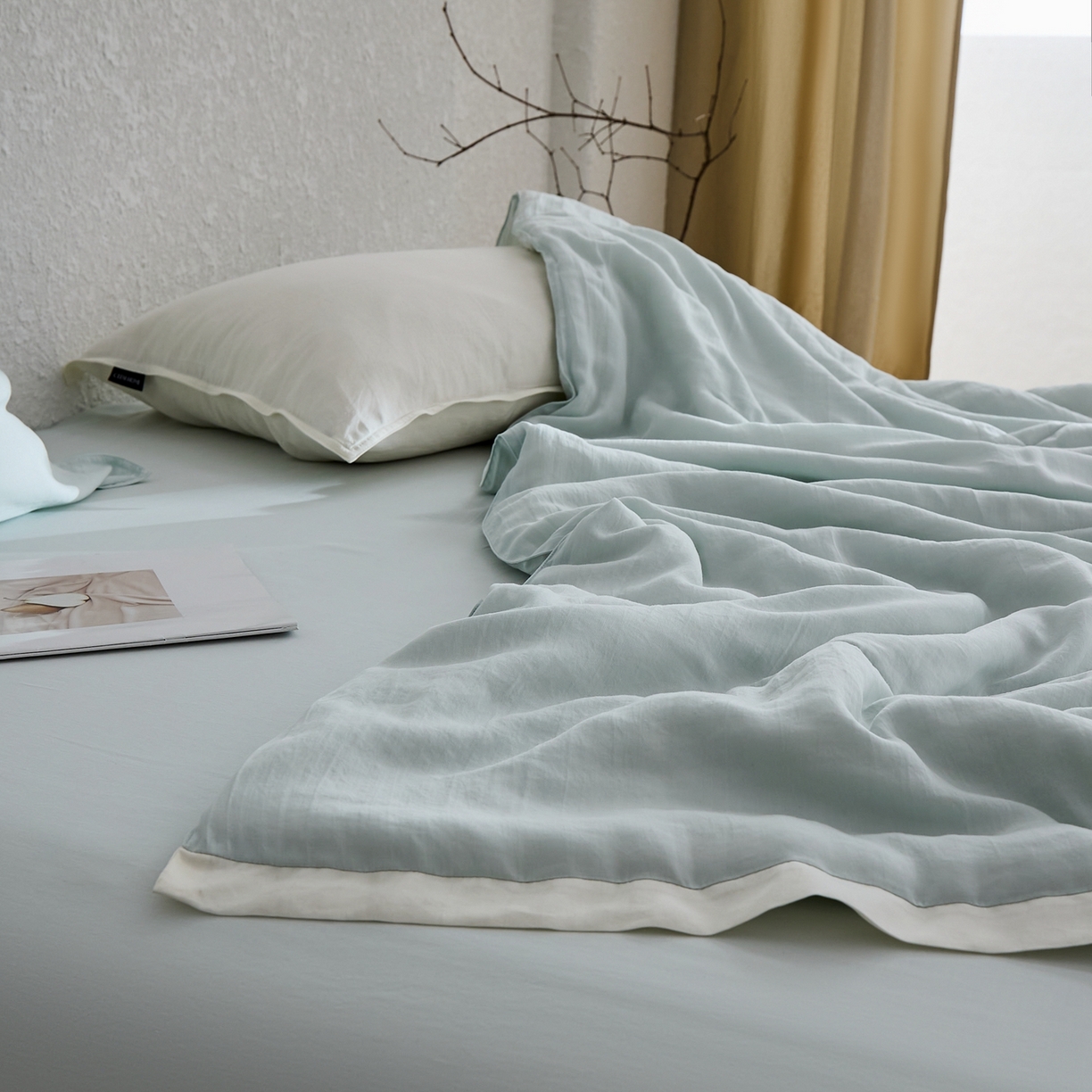 91家纺网 家纺一手货源 找家纺 禧禾 2026新款60支兰精柔洗天丝冰蚕夏被夏凉被空调被-素禾 格兰绿