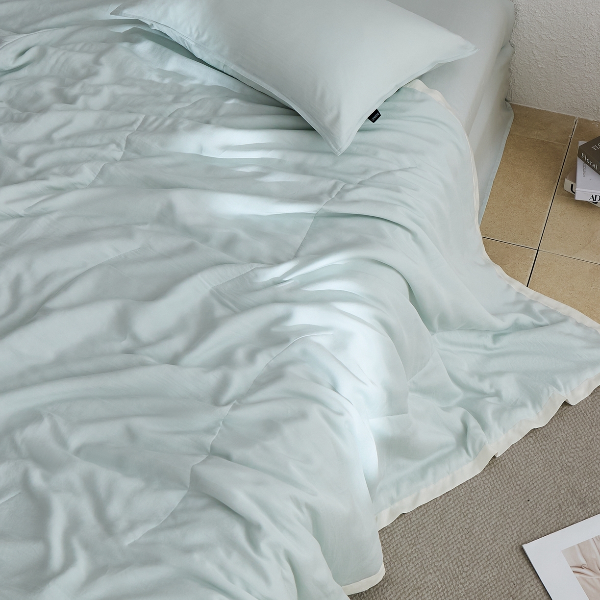 91家纺网 家纺一手货源 找家纺 禧禾 2026新款60支兰精柔洗天丝冰蚕夏被夏凉被空调被-素禾 格兰绿