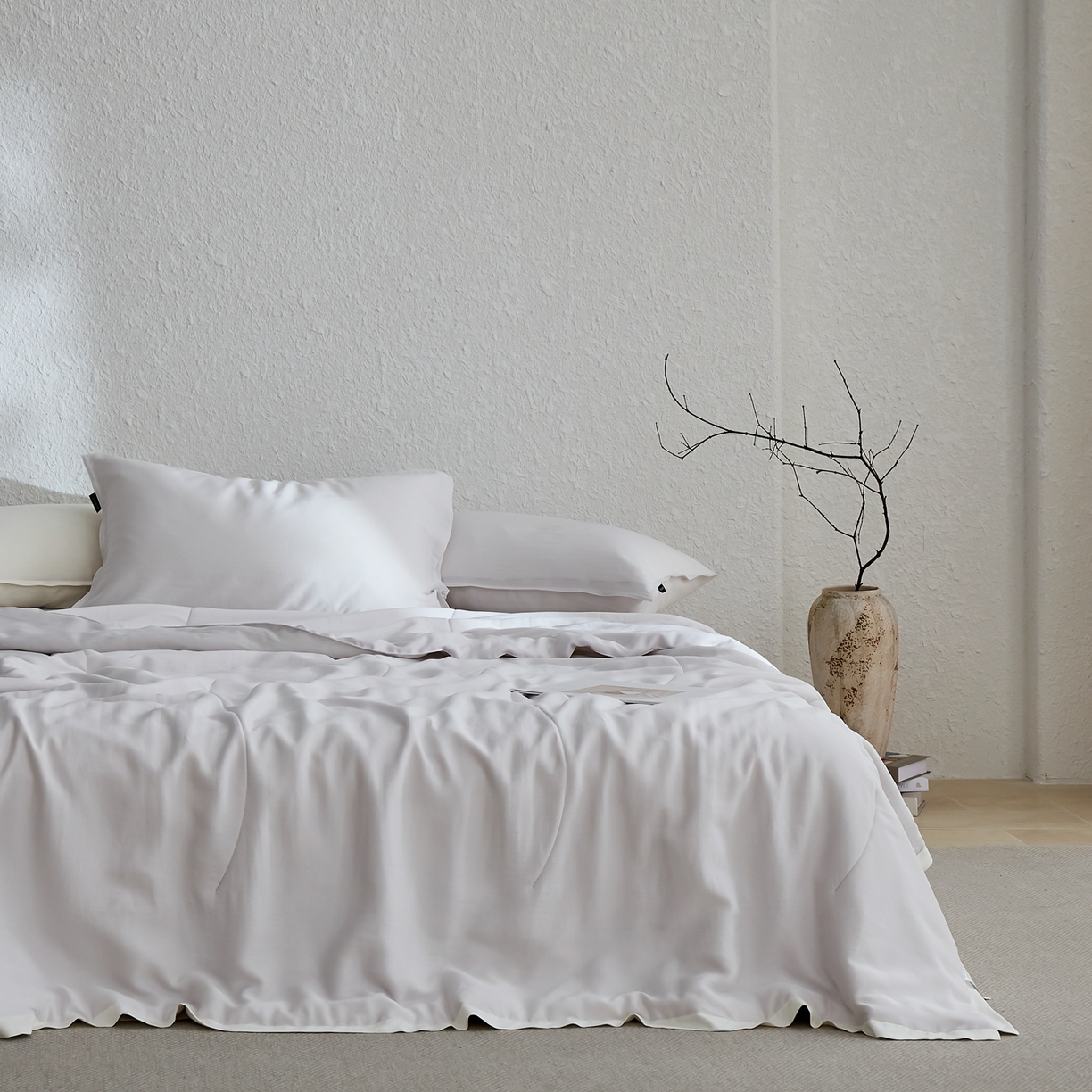 91家纺网 家纺一手货源 找家纺 禧禾 2026新款60支兰精柔洗天丝冰蚕夏被夏凉被空调被-素禾 浅云灰