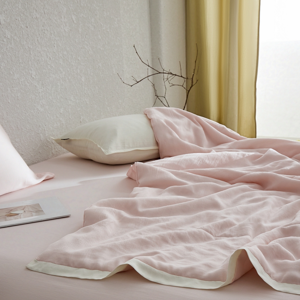 91家纺网 家纺一手货源 找家纺 禧禾 2026新款60支兰精柔洗天丝冰蚕夏被夏凉被空调被-素禾 奶昔粉