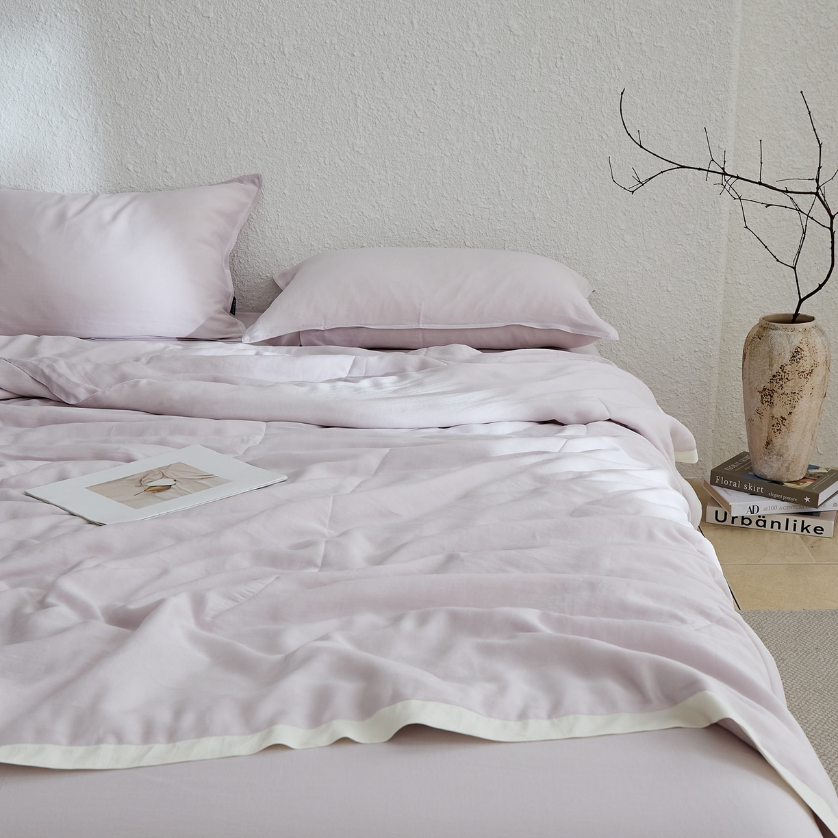 91家纺网 家纺一手货源 找家纺 禧禾 2026新款60支兰精柔洗天丝冰蚕夏被夏凉被空调被-素禾 雾霁紫