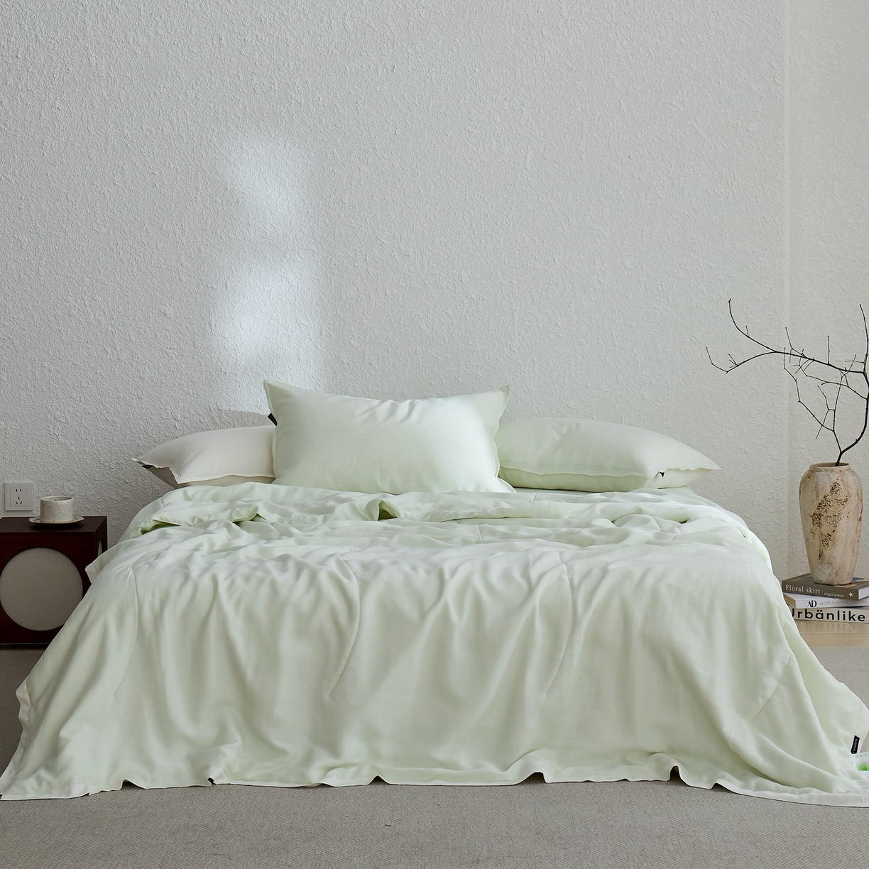 91家纺网 家纺一手货源 找家纺 禧禾 2026新款60支兰精柔洗天丝冰蚕夏被夏凉被空调被-素禾 浅霜青