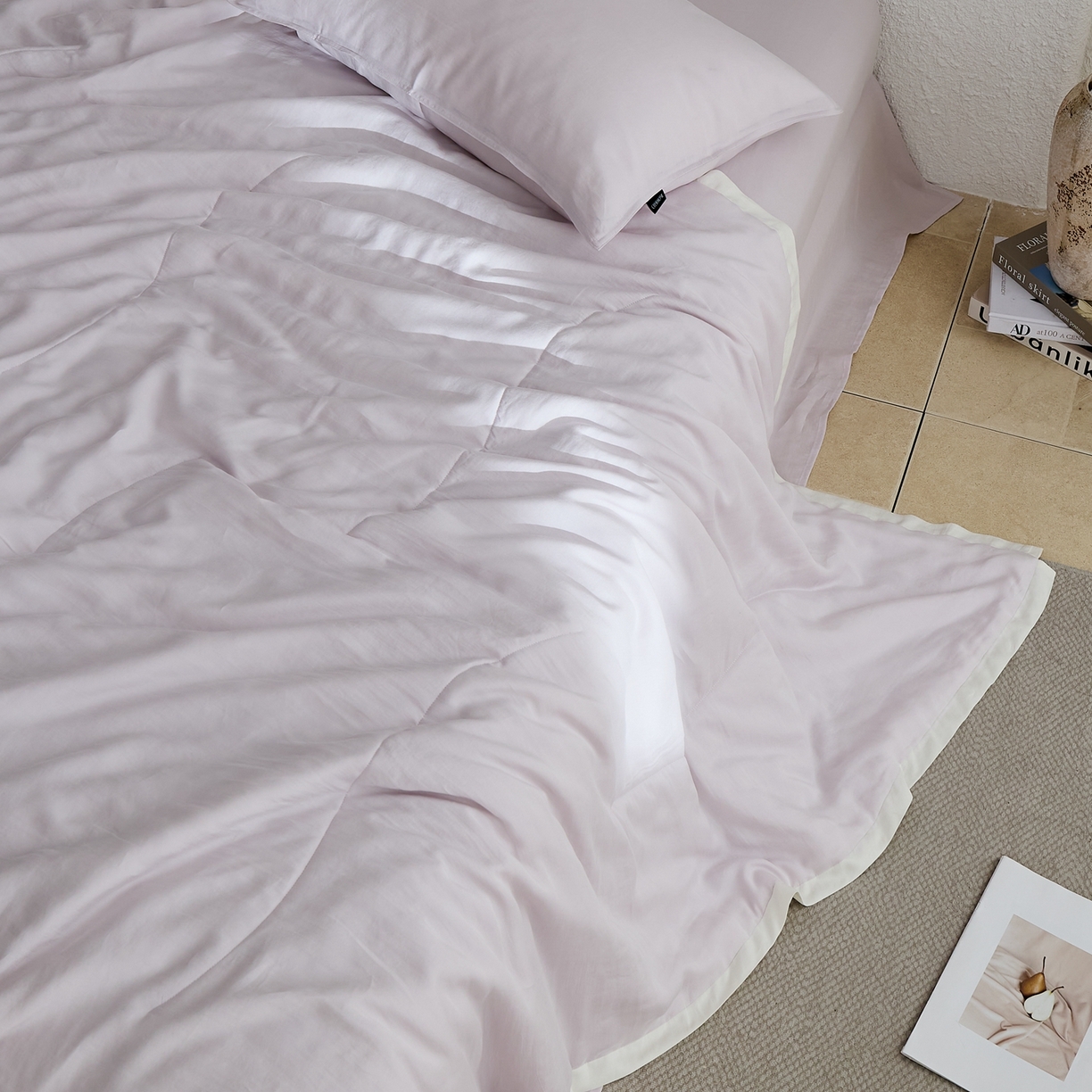 91家纺网 家纺一手货源 找家纺 禧禾 2026新款60支兰精柔洗天丝冰蚕夏被夏凉被空调被-素禾 雾霁紫