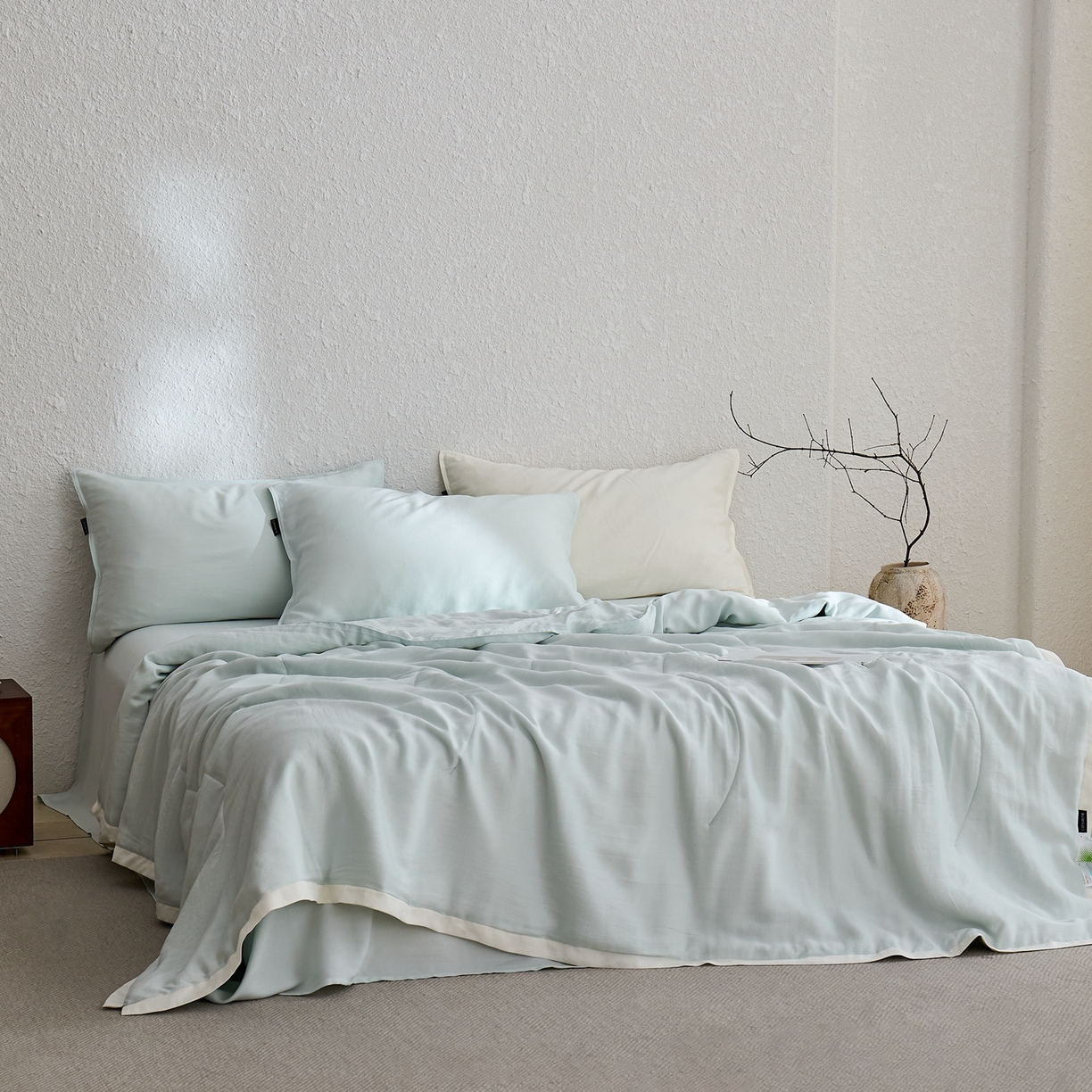 91家纺网 家纺一手货源 找家纺 禧禾 2026新款60支兰精柔洗天丝冰蚕夏被夏凉被空调被-素禾 格兰绿