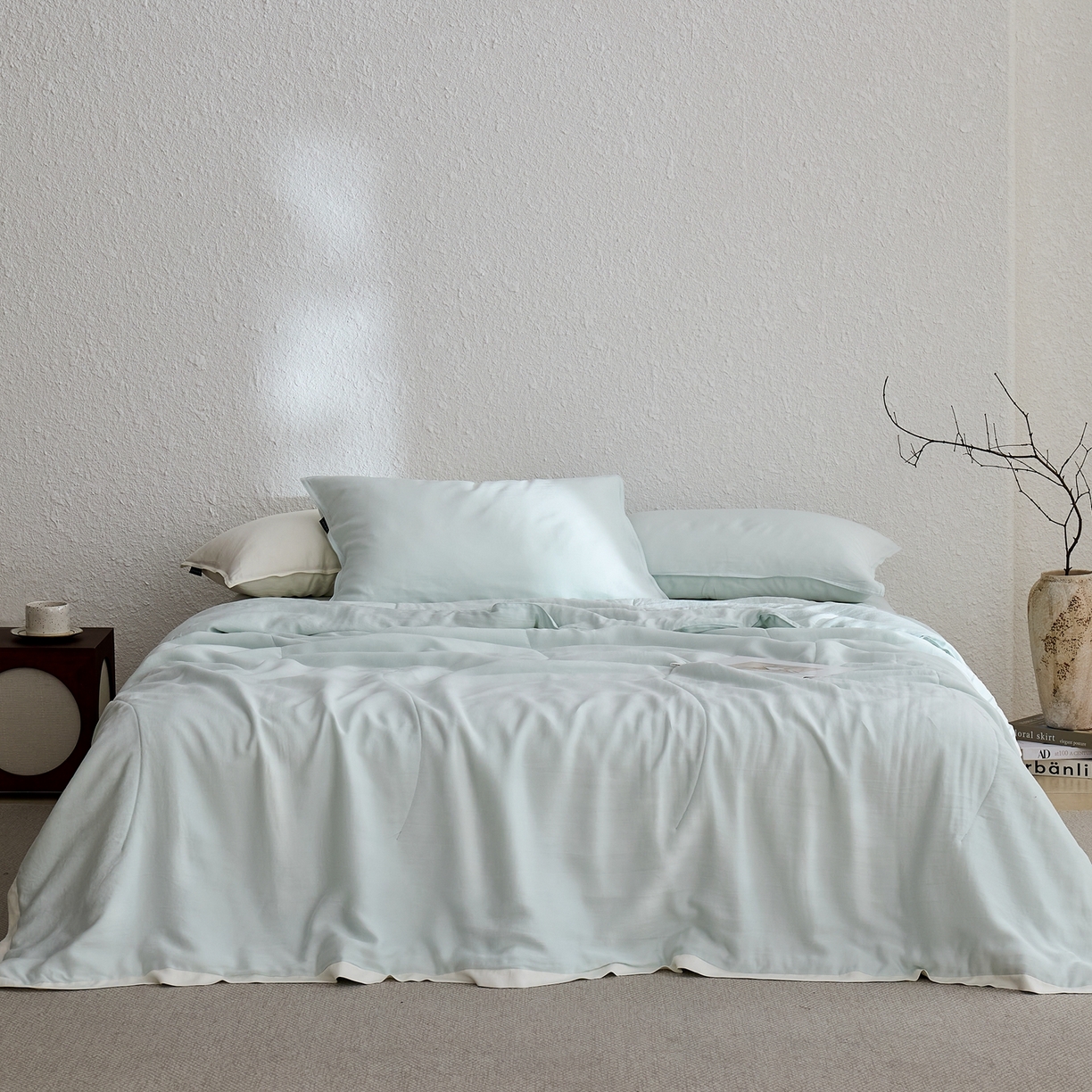 91家纺网 家纺一手货源 找家纺 禧禾 2026新款60支兰精柔洗天丝冰蚕夏被夏凉被空调被-素禾 格兰绿