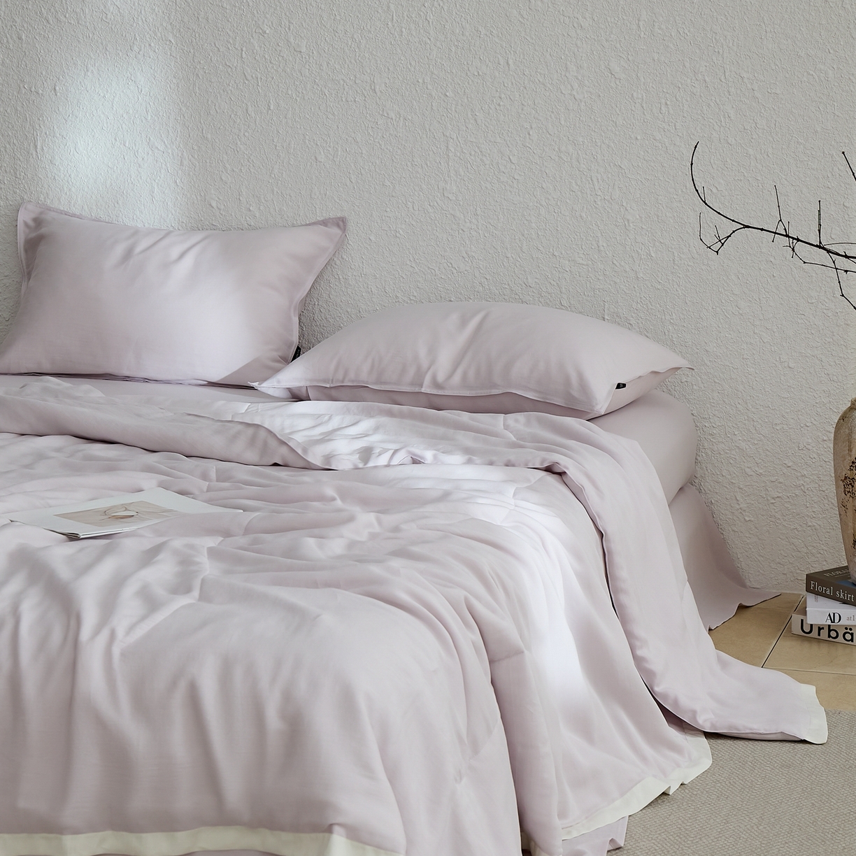 91家纺网 家纺一手货源 找家纺 禧禾 2026新款60支兰精柔洗天丝冰蚕夏被夏凉被空调被-素禾 雾霁紫