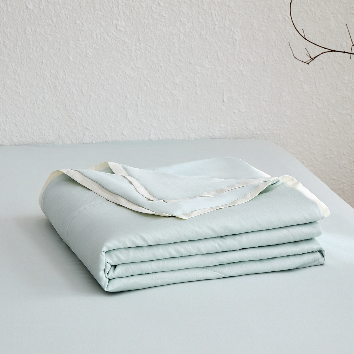 91家纺网 家纺一手货源 找家纺 禧禾 2026新款60支兰精柔洗天丝冰蚕夏被夏凉被空调被-素禾 格兰绿