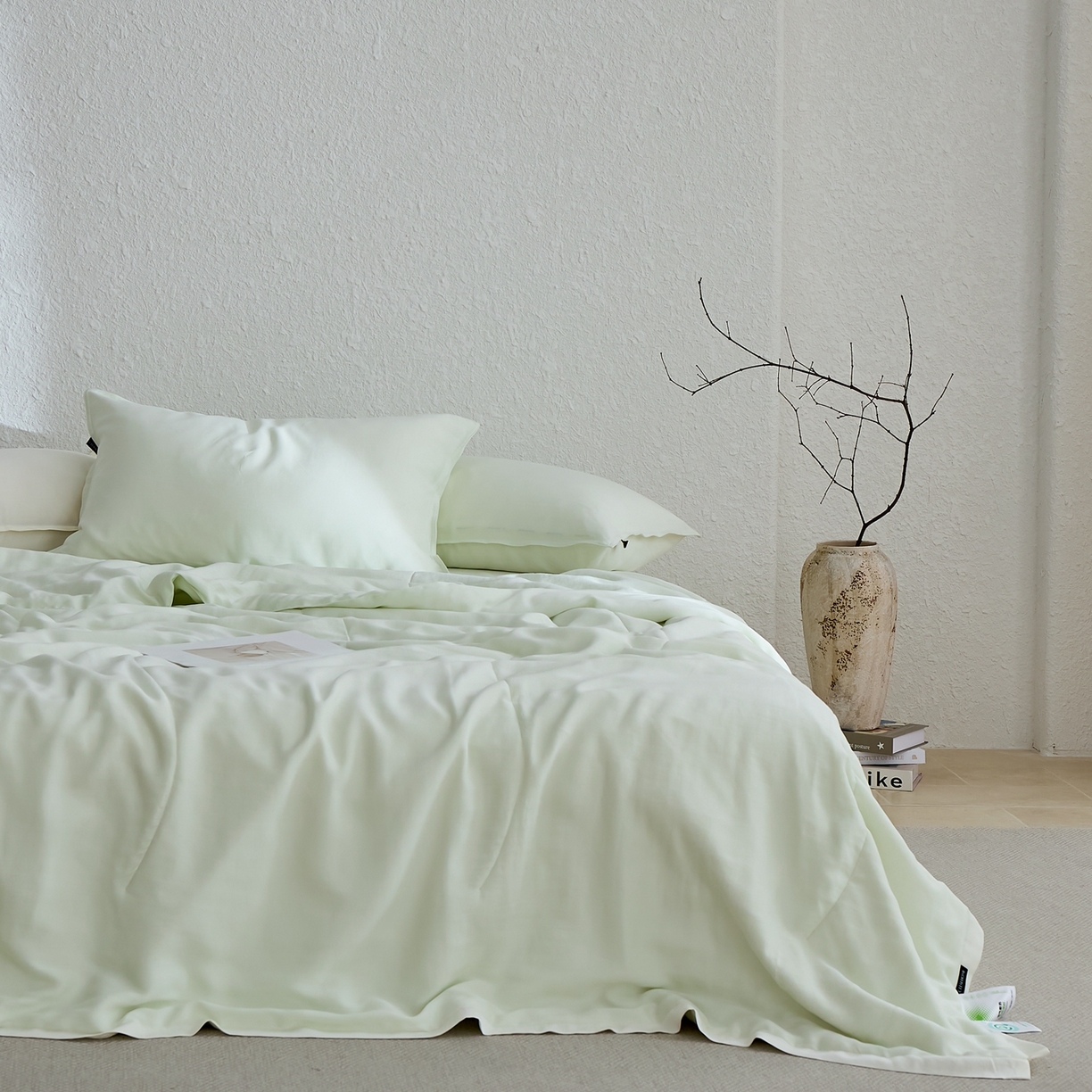 91家纺网 家纺一手货源 找家纺 禧禾 2026新款60支兰精柔洗天丝冰蚕夏被夏凉被空调被-素禾 浅霜青