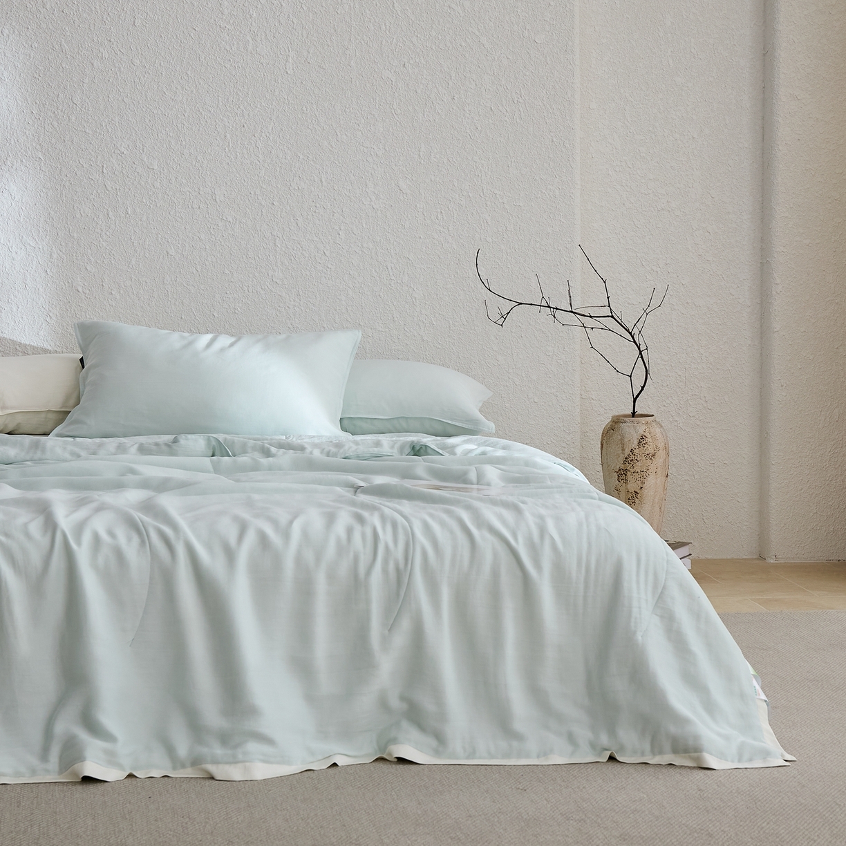 91家纺网 家纺一手货源 找家纺 禧禾 2026新款60支兰精柔洗天丝冰蚕夏被夏凉被空调被-素禾 格兰绿