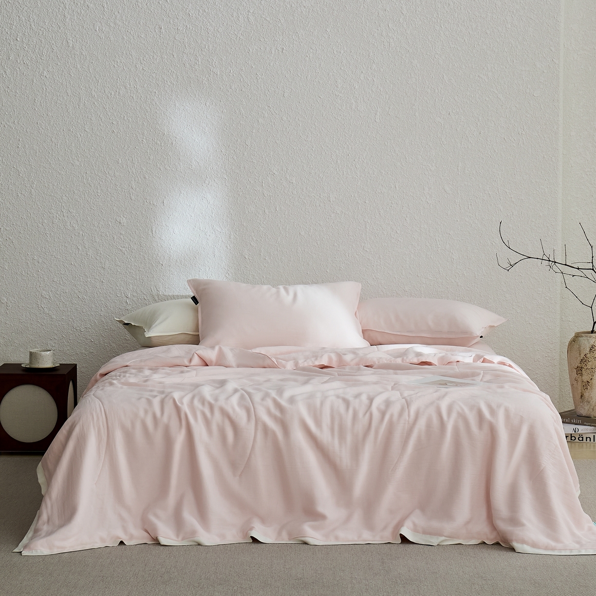 91家纺网 家纺一手货源 找家纺 禧禾 2026新款60支兰精柔洗天丝冰蚕夏被夏凉被空调被-素禾 奶昔粉