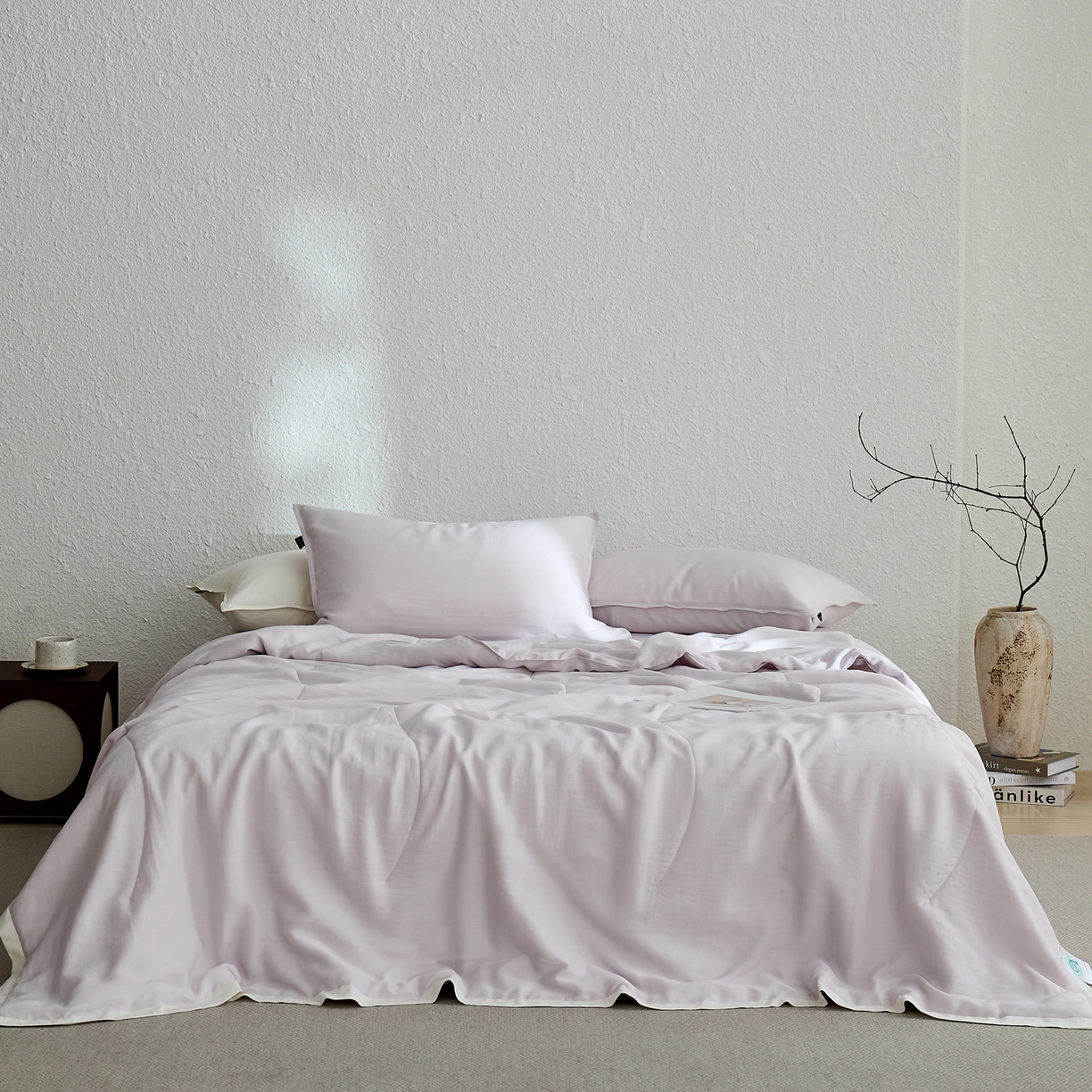 91家纺网 家纺一手货源 找家纺 禧禾 2026新款60支兰精柔洗天丝冰蚕夏被夏凉被空调被-素禾 雾霁紫