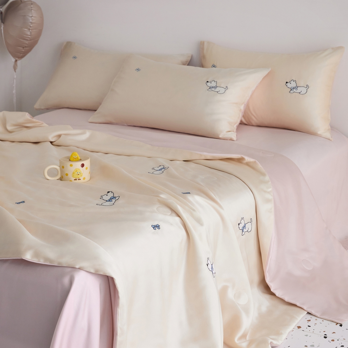 91家纺网 家纺一手货源 找家纺 （总）花愿（原花纪） 2026春夏新款全棉纯棉纯色双拼四件套-安娜