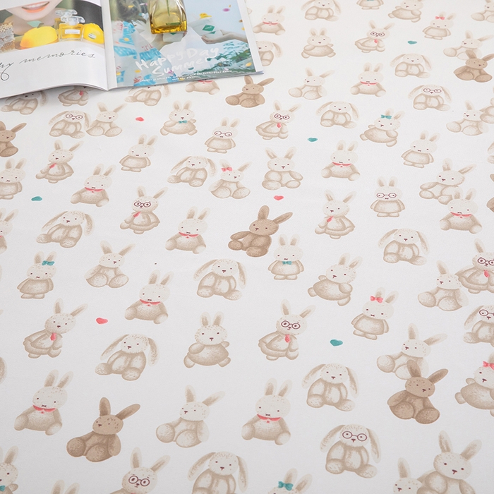 91家纺网 家纺一手货源 找家纺 帛洵家纺 2026新款A类原棉细纱印花老粗布凉席床单 可爱兔兔