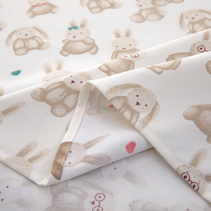 91家纺网 家纺一手货源 找家纺 帛洵家纺 2026新款A类原棉细纱印花老粗布凉席床单 可爱兔兔