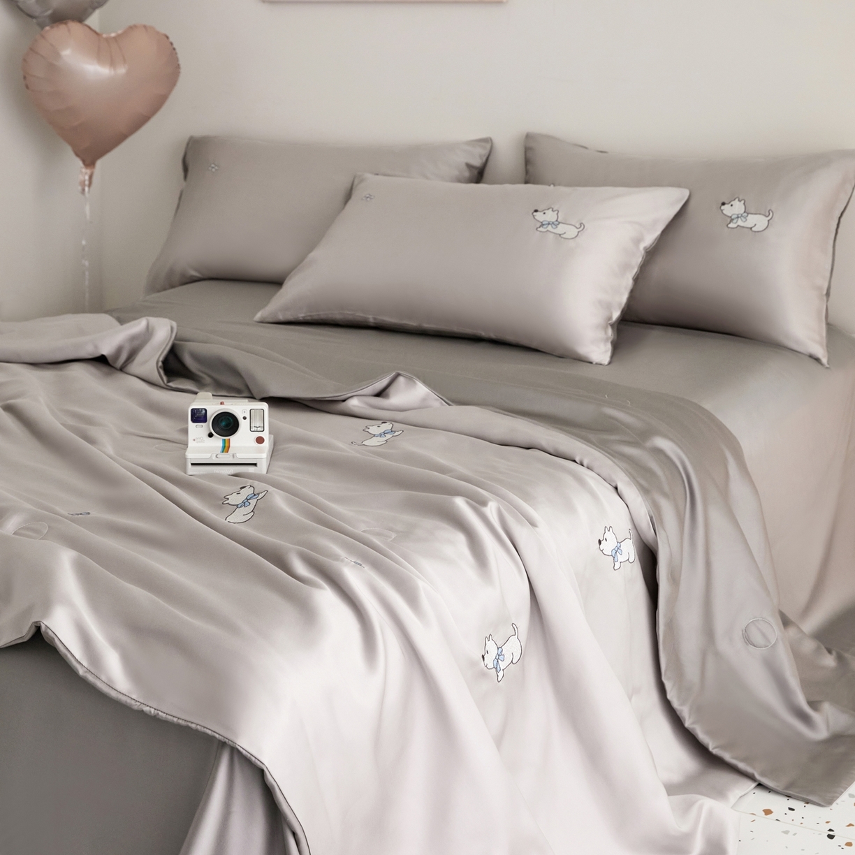 花愿（原花纪） 2026新款水洗冰丝刺绣夏被夏凉被空调被-爱彼 爱彼-山灰+中灰