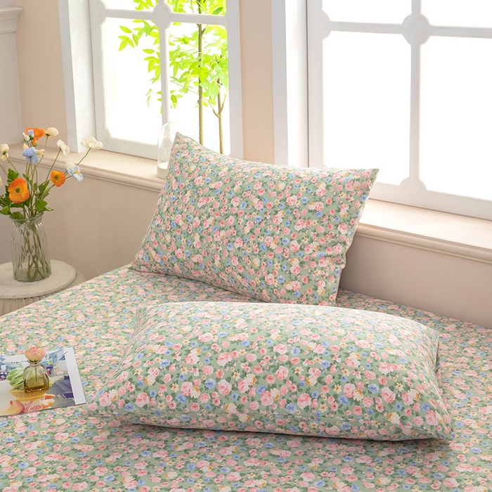 91家纺网 家纺一手货源 找家纺 帛洵家纺 2026新款A类原棉细纱印花老粗布凉席床单 青野繁花