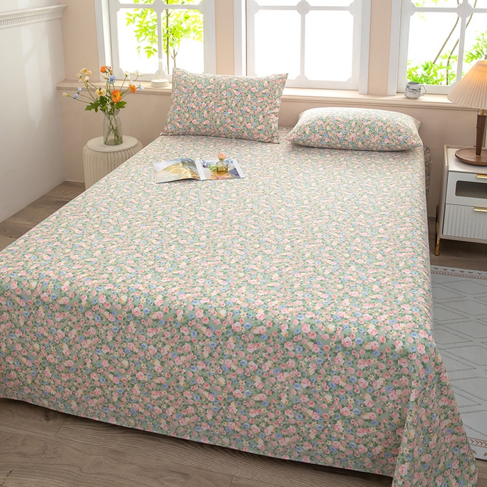 91家纺网 家纺一手货源 找家纺 帛洵家纺 2026新款A类原棉细纱印花老粗布凉席床单 青野繁花