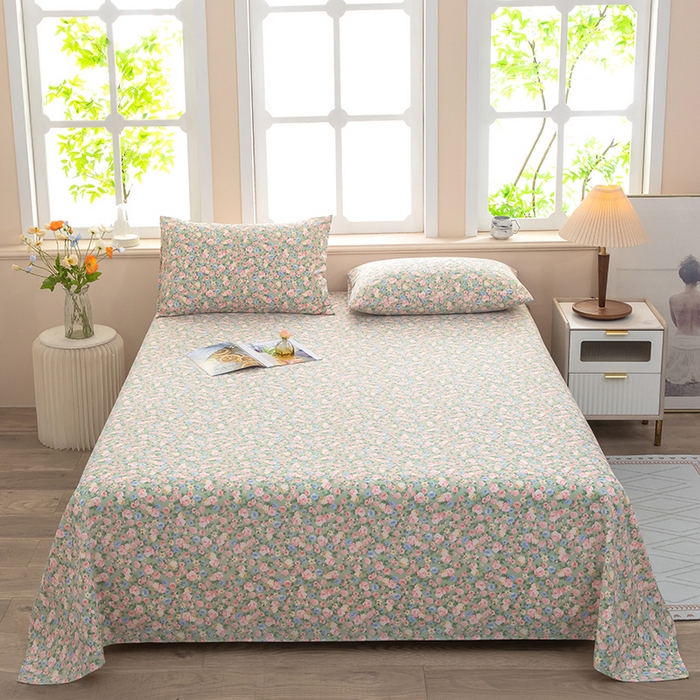 帛洵家纺 2026新款A类原棉细纱印花老粗布凉席床单 青野繁花