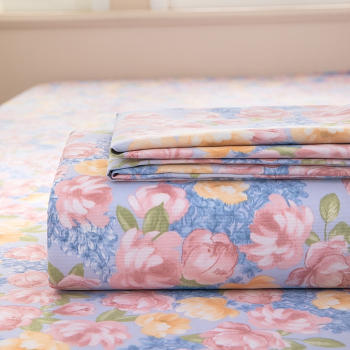 91家纺网 家纺一手货源 找家纺 帛洵家纺 2026新款A类原棉细纱印花老粗布凉席床单 晴空花事