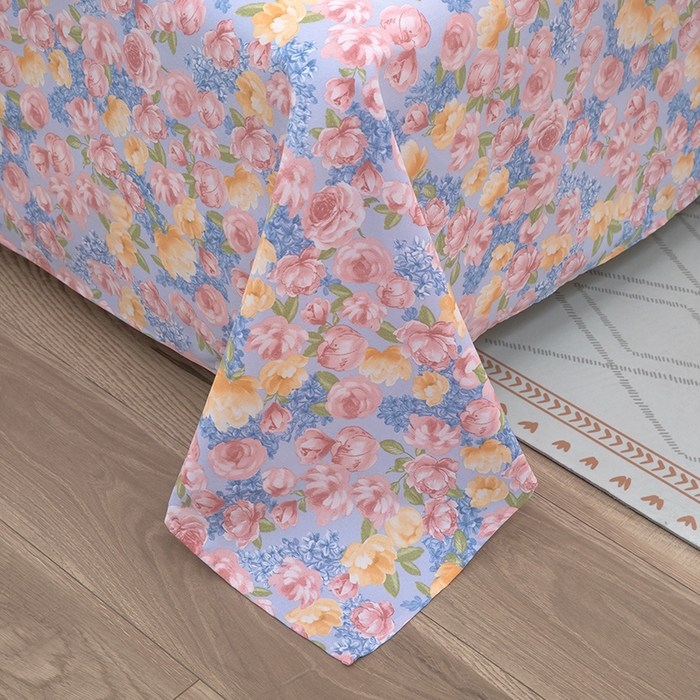 91家纺网 家纺一手货源 找家纺 帛洵家纺 2026新款A类原棉细纱印花老粗布凉席床单 晴空花事