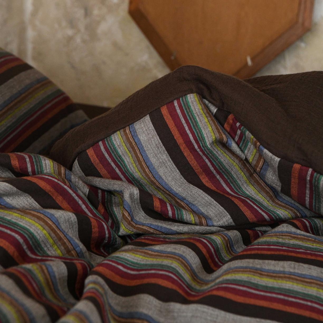 91家纺网 家纺一手货源 找家纺 （总）山舍家居 2026新款全棉纯棉色织中古纱布条纹四件套布里斯托