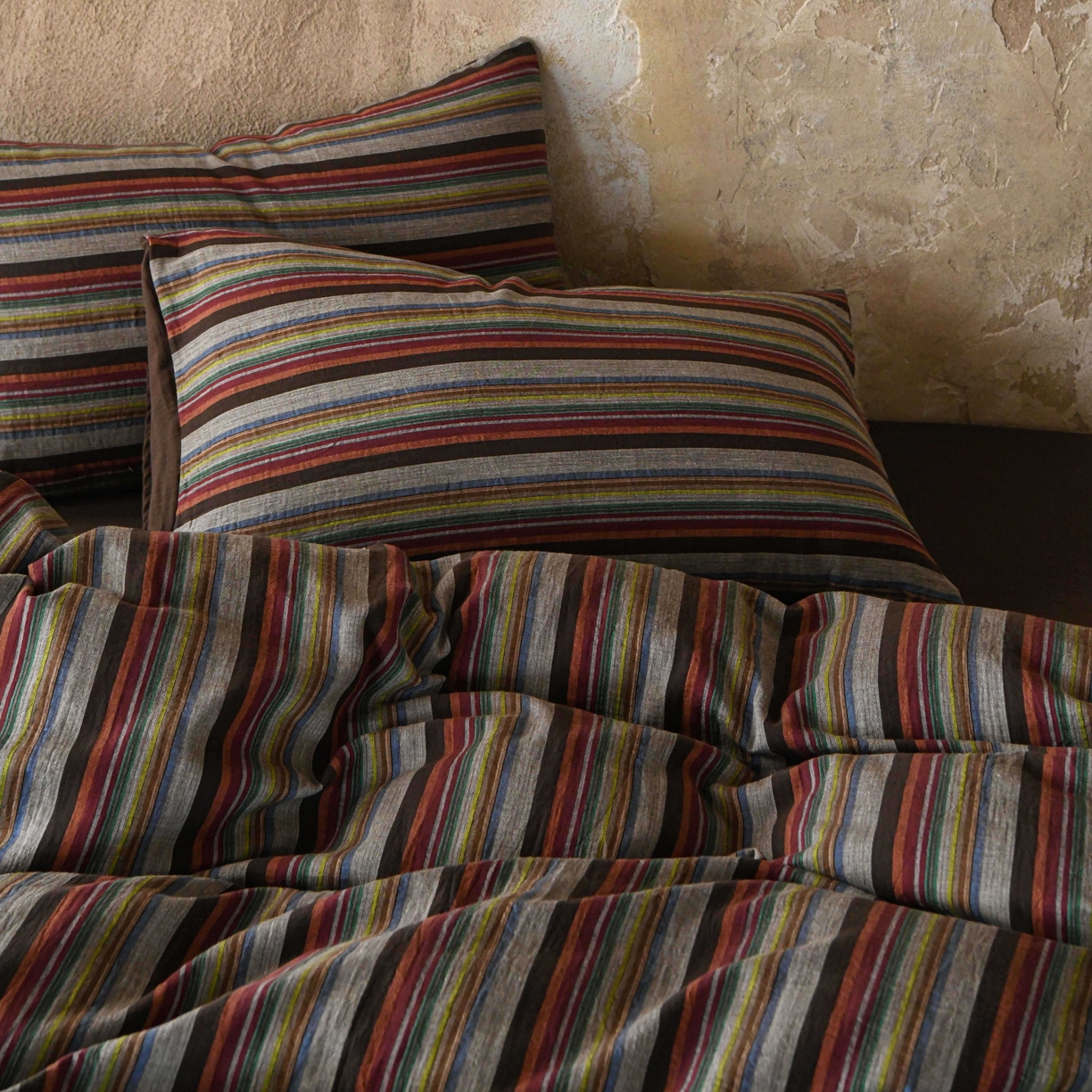 91家纺网 家纺一手货源 找家纺 （总）山舍家居 2026新款全棉纯棉色织中古纱布条纹四件套布里斯托