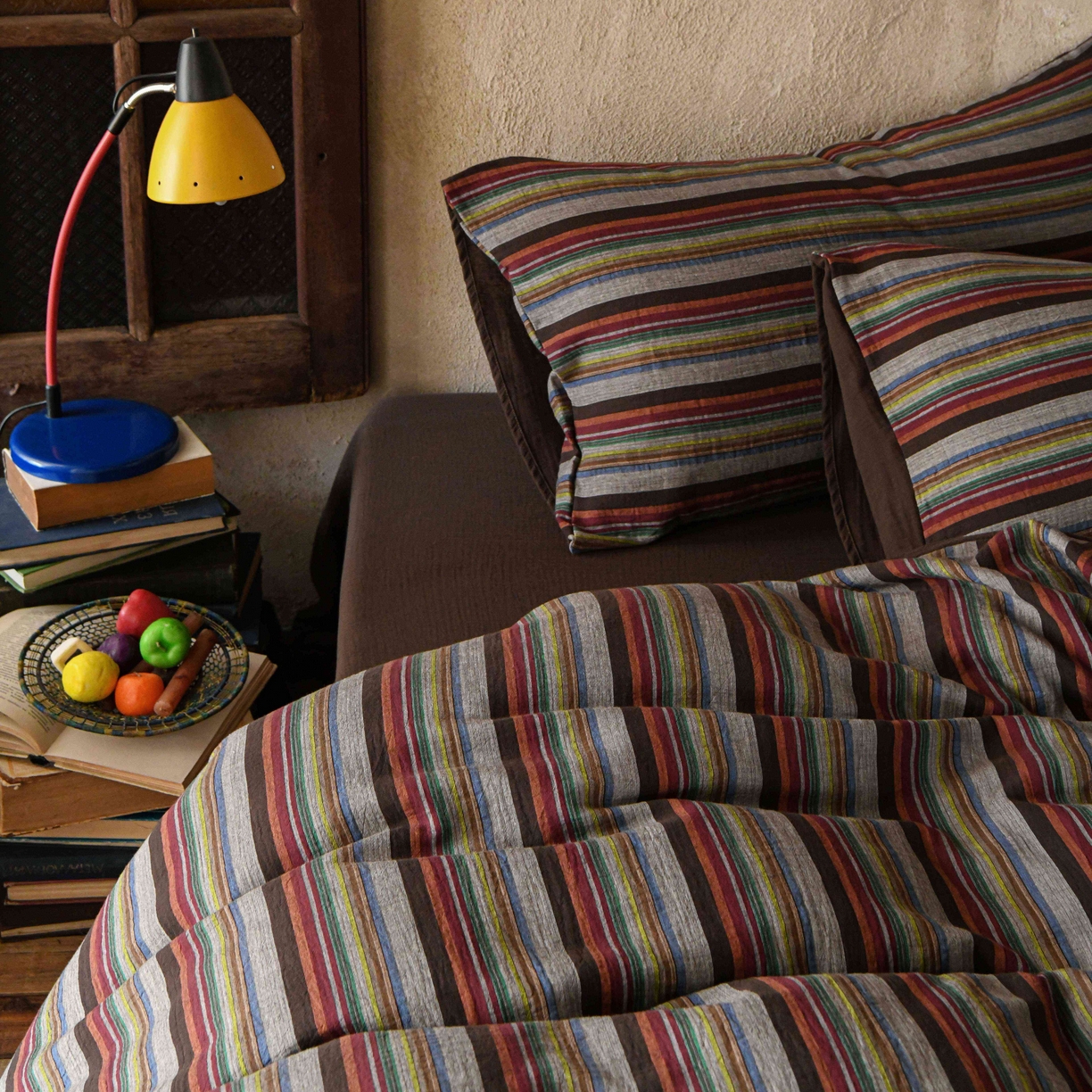 91家纺网 家纺一手货源 找家纺 （总）山舍家居 2026新款全棉纯棉色织中古纱布条纹四件套布里斯托