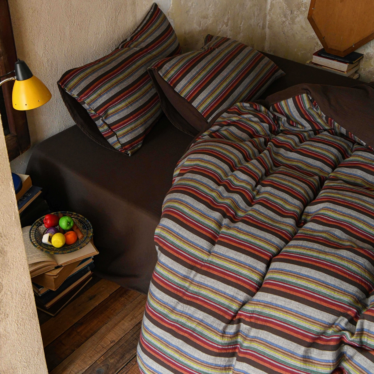 91家纺网 家纺一手货源 找家纺 （总）山舍家居 2026新款全棉纯棉色织中古纱布条纹四件套布里斯托