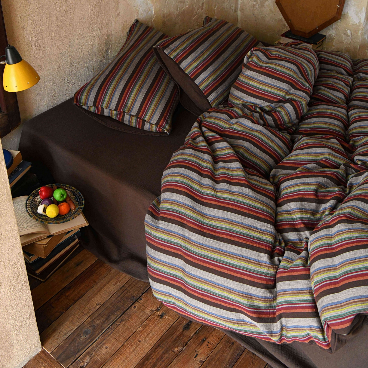 91家纺网 家纺一手货源 找家纺 （总）山舍家居 2026新款全棉纯棉色织中古纱布条纹四件套布里斯托