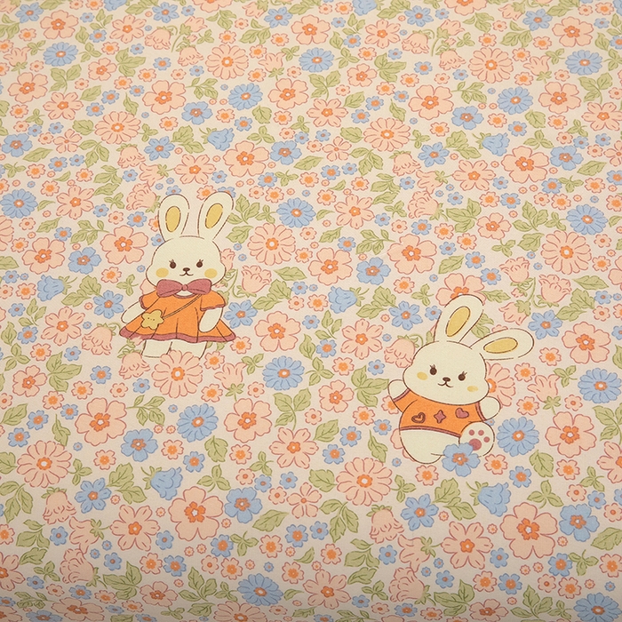 91家纺网 家纺一手货源 找家纺 帛洵家纺 2026新款A类原棉细纱印花老粗布凉席床单 碎花小兔