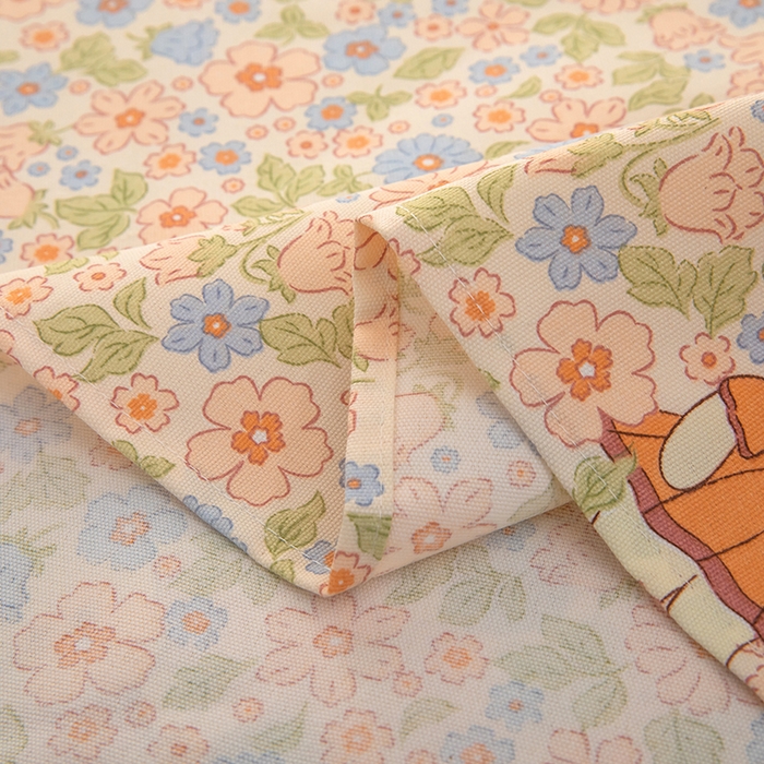 91家纺网 家纺一手货源 找家纺 帛洵家纺 2026新款A类原棉细纱印花老粗布凉席床单 碎花小兔