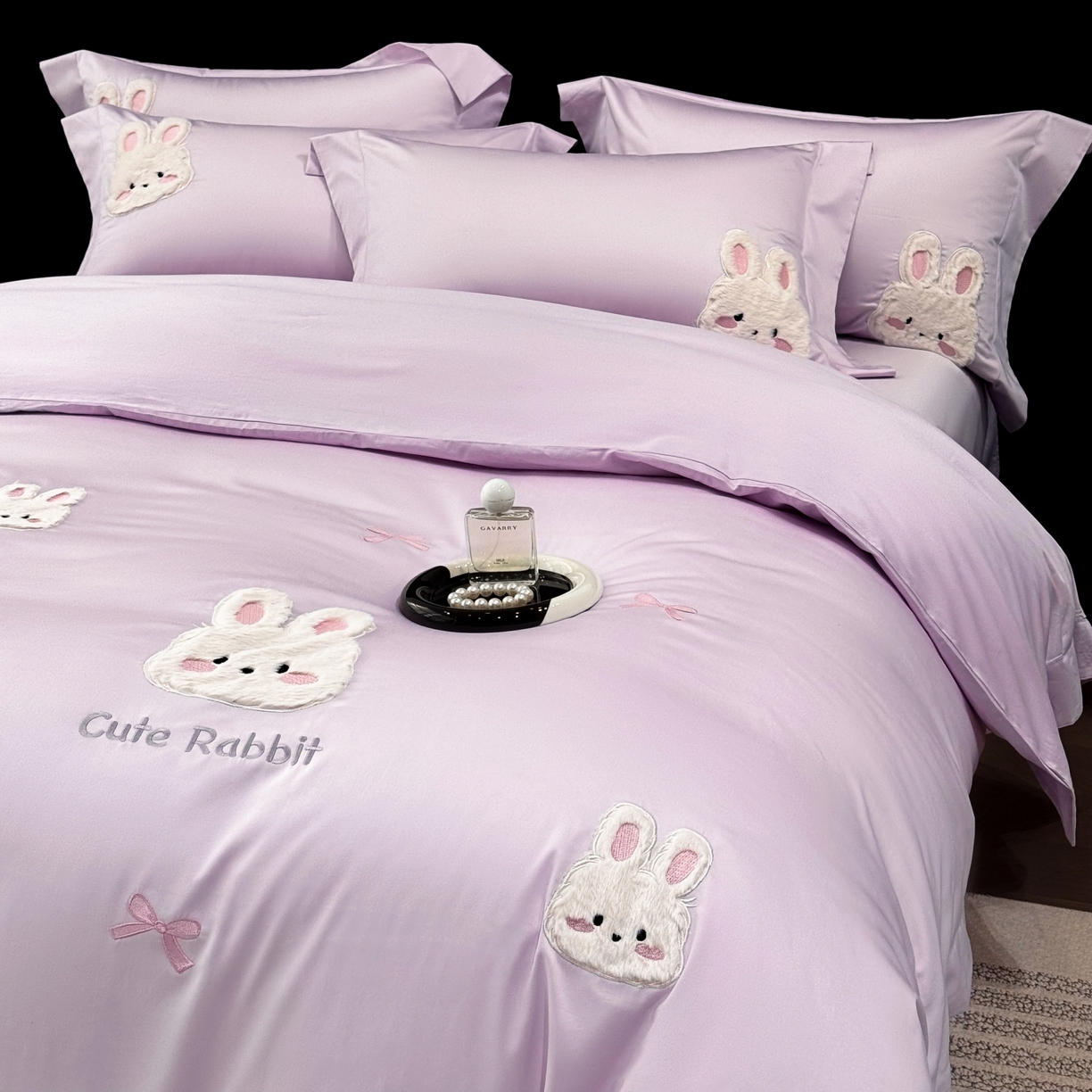 91家纺网 家纺一手货源 找家纺 （总）星蕴家纺 2026新款卡通长绒棉纯棉绣花四件套-甜心小兔