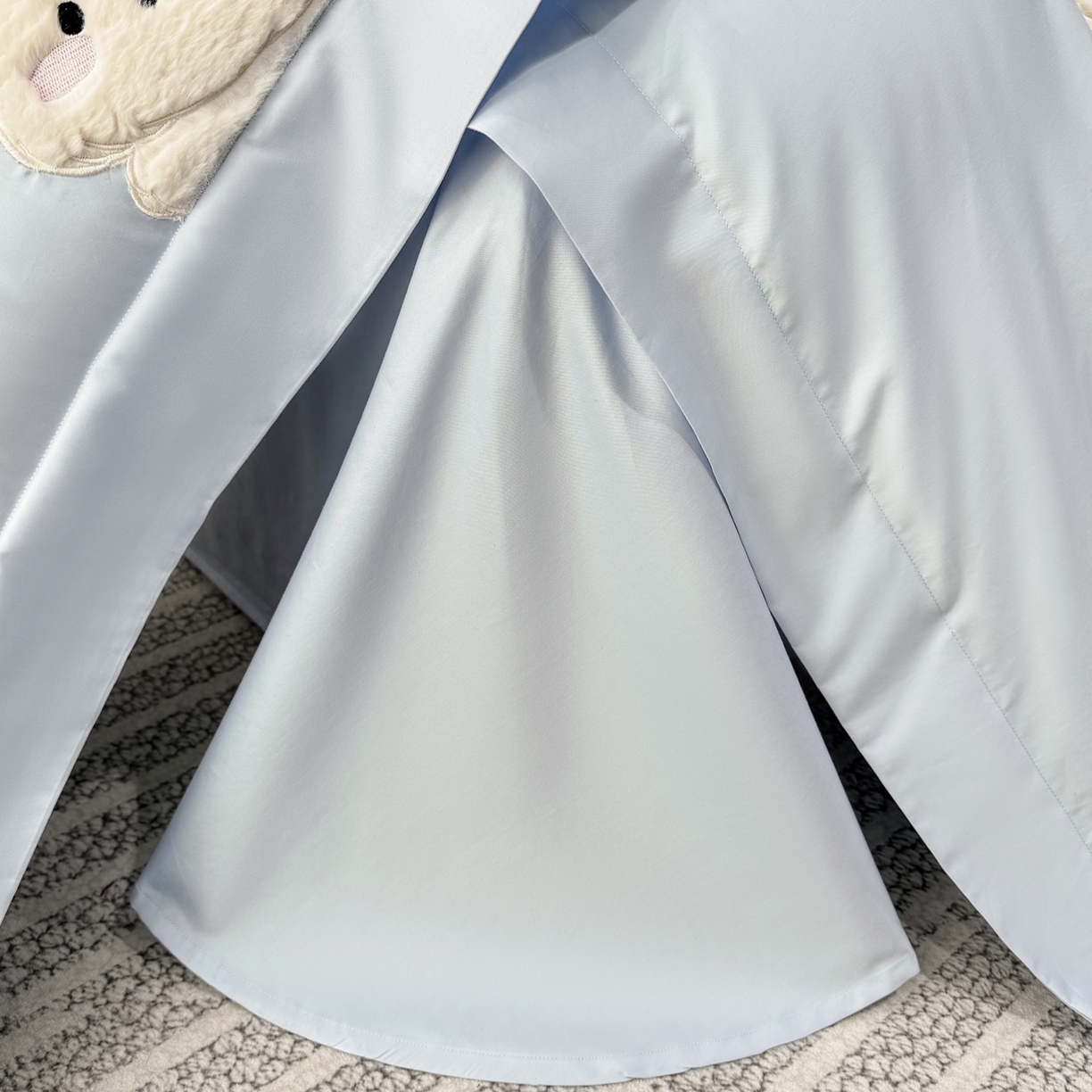 91家纺网 家纺一手货源 找家纺 星蕴家纺 2026新款卡通长绒棉纯棉绣花四件套-甜心小兔 甜心小兔-天空蓝