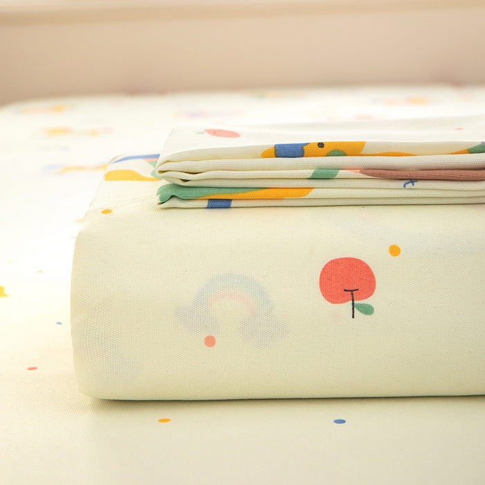 91家纺网 家纺一手货源 找家纺 帛洵家纺 2026新款A类原棉细纱印花老粗布凉席床单 童心木马