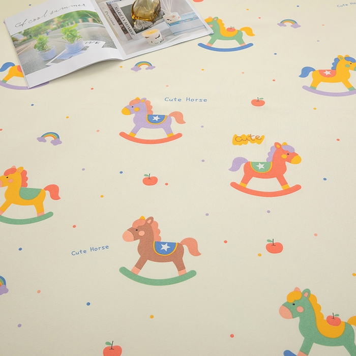 91家纺网 家纺一手货源 找家纺 帛洵家纺 2026新款A类原棉细纱印花老粗布凉席床单 童心木马