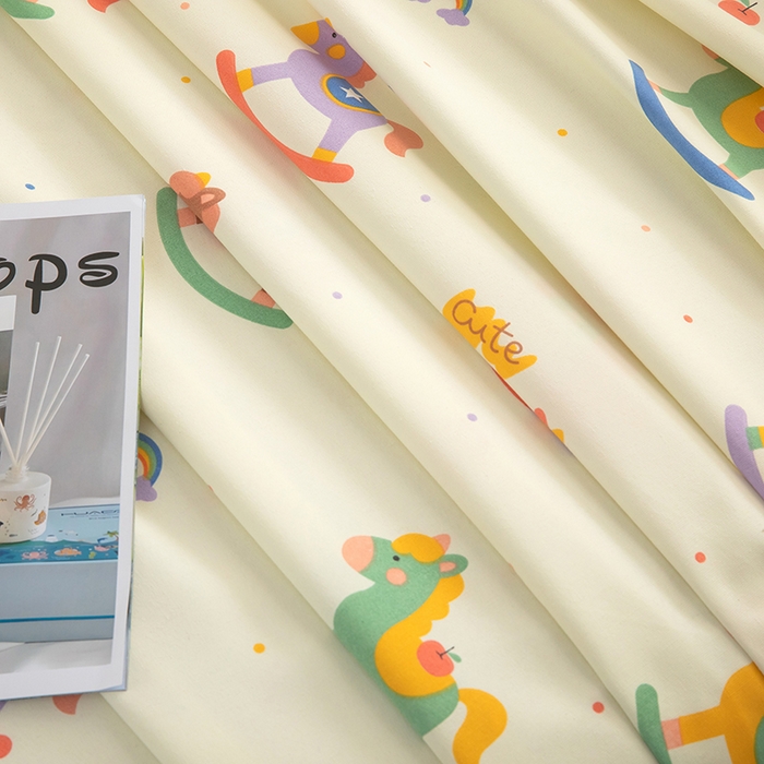 91家纺网 家纺一手货源 找家纺 帛洵家纺 2026新款A类原棉细纱印花老粗布凉席床单 童心木马