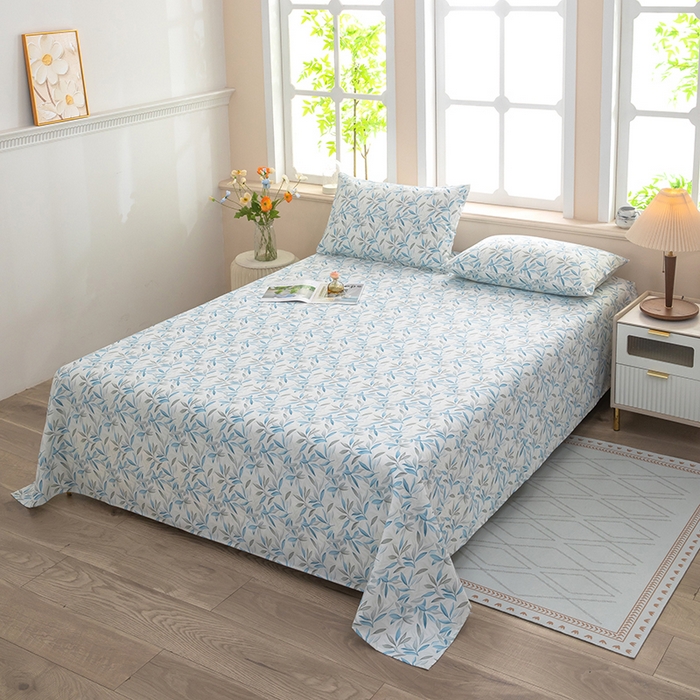 91家纺网 家纺一手货源 找家纺 帛洵家纺 2026新款A类原棉细纱印花老粗布凉席床单 幸运草