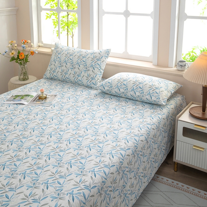 91家纺网 家纺一手货源 找家纺 帛洵家纺 2026新款A类原棉细纱印花老粗布凉席床单 幸运草