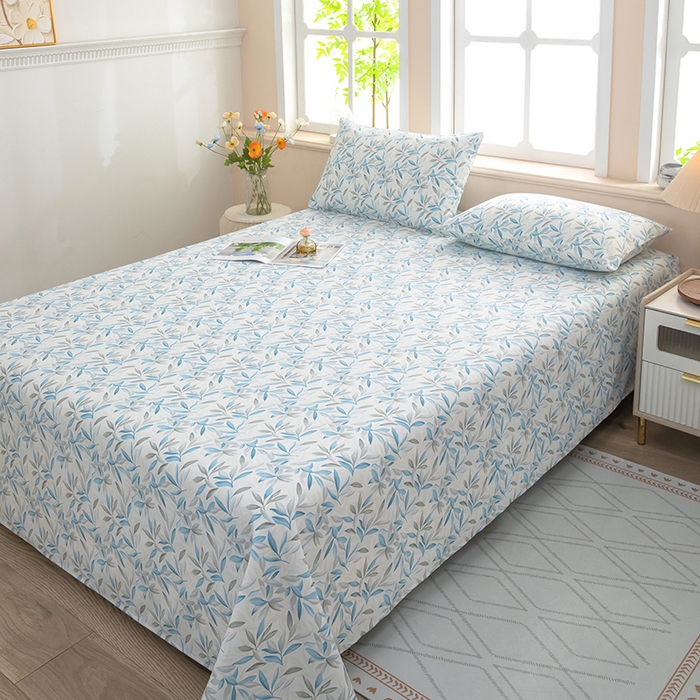 91家纺网 家纺一手货源 找家纺 帛洵家纺 2026新款A类原棉细纱印花老粗布凉席床单 幸运草