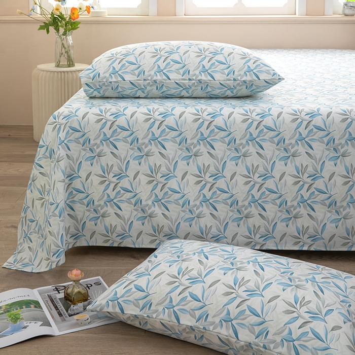 91家纺网 家纺一手货源 找家纺 帛洵家纺 2026新款A类原棉细纱印花老粗布凉席床单 幸运草