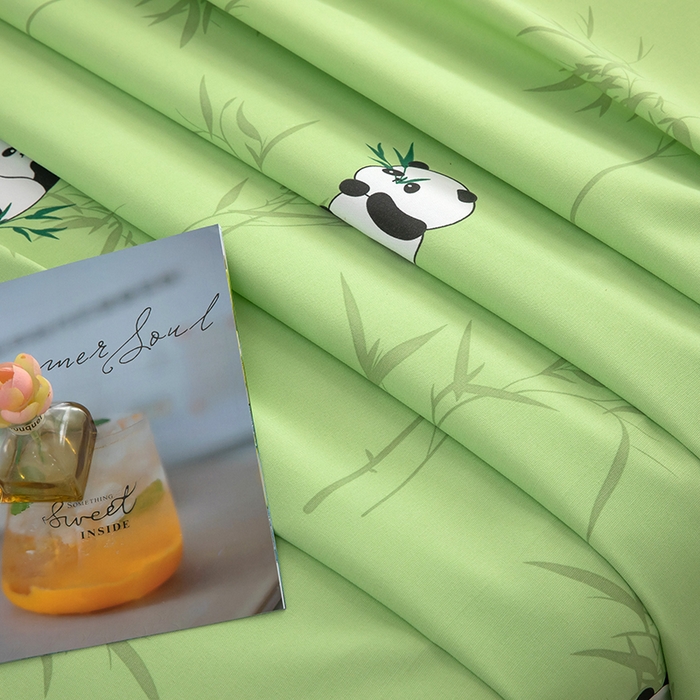 91家纺网 家纺一手货源 找家纺 帛洵家纺 2026新款A类原棉细纱印花老粗布凉席床单 熊猫报竹