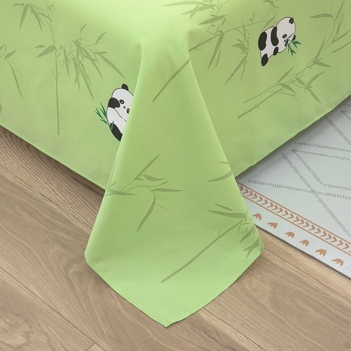 91家纺网 家纺一手货源 找家纺 帛洵家纺 2026新款A类原棉细纱印花老粗布凉席床单 熊猫报竹