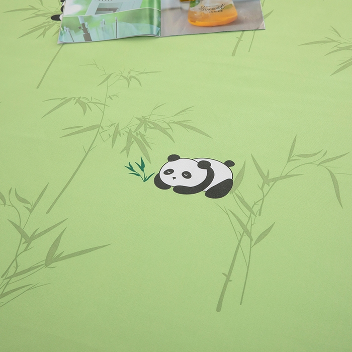 91家纺网 家纺一手货源 找家纺 帛洵家纺 2026新款A类原棉细纱印花老粗布凉席床单 熊猫报竹