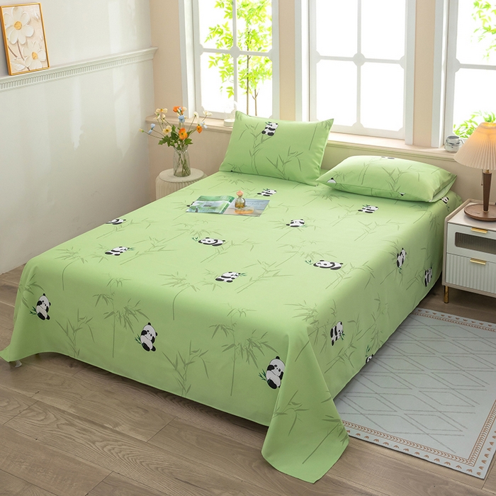 91家纺网 家纺一手货源 找家纺 帛洵家纺 2026新款A类原棉细纱印花老粗布凉席床单 熊猫报竹