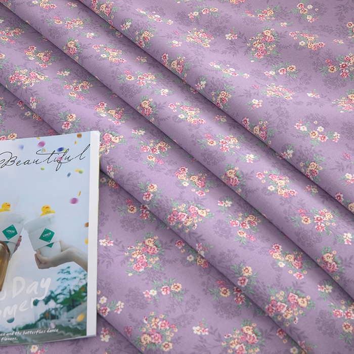 91家纺网 家纺一手货源 找家纺 帛洵家纺 2026新款A类原棉细纱印花老粗布凉席床单 紫雾小蔷薇