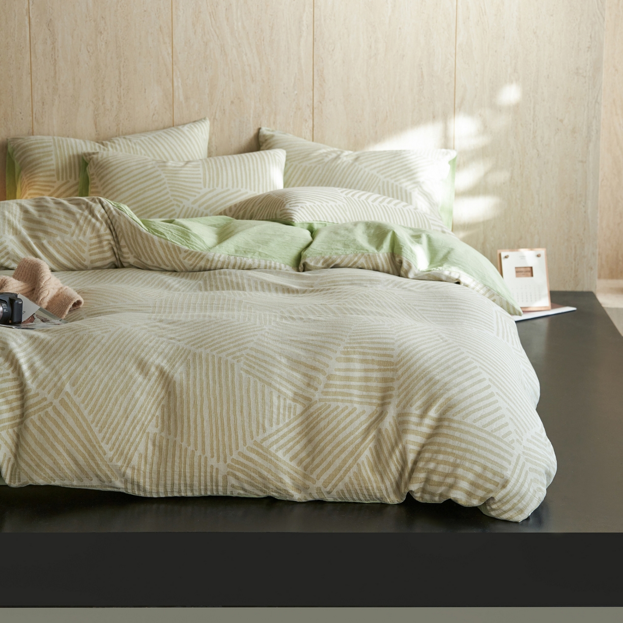 91家纺网 家纺一手货源 找家纺 如一 2026春夏新款色织提花全棉纯棉水洗棉四件套 序章-绿