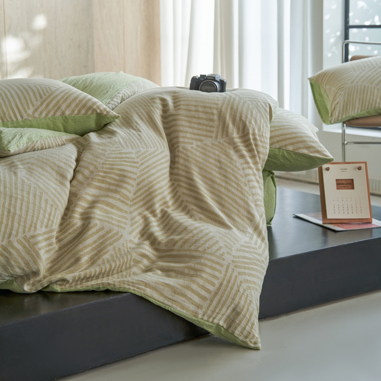 91家纺网 家纺一手货源 找家纺 如一 2026春夏新款色织提花全棉纯棉水洗棉四件套 序章-绿