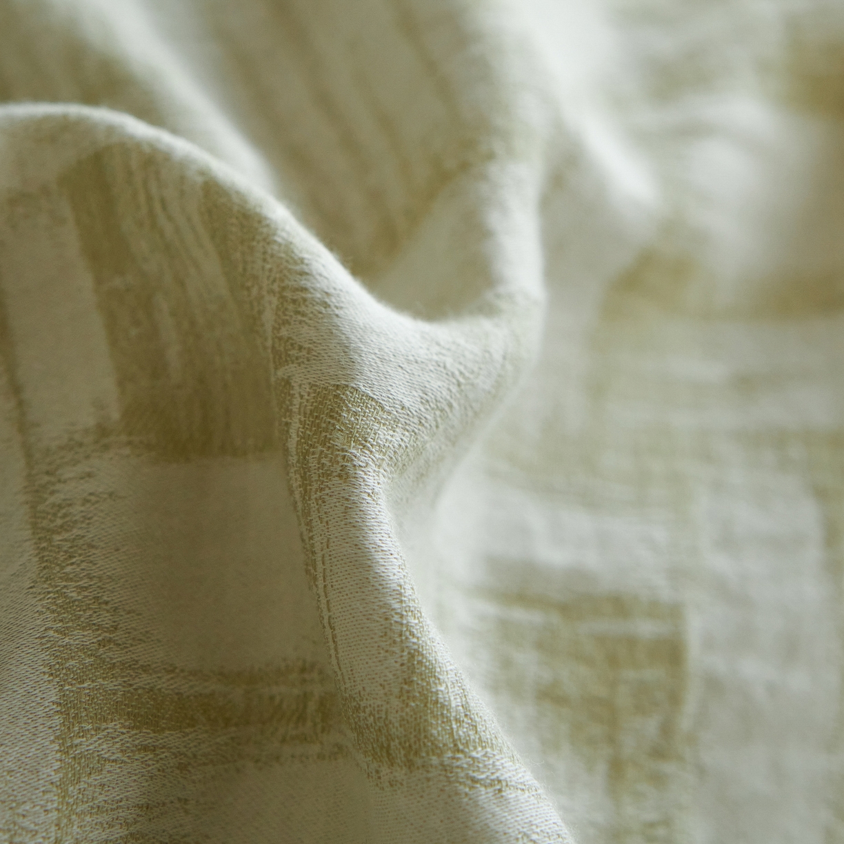 91家纺网 家纺一手货源 找家纺 如一 2026春夏新款色织提花全棉纯棉水洗棉四件套 浮光-绿