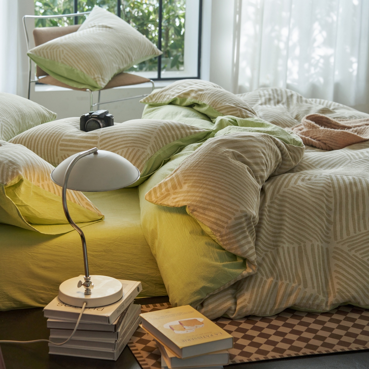 91家纺网 家纺一手货源 找家纺 如一 2026春夏新款色织提花全棉纯棉水洗棉四件套 序章-绿